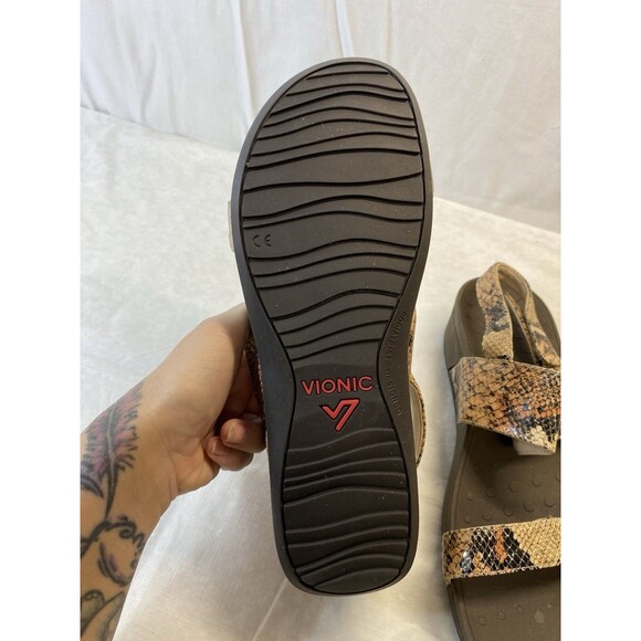 VIONIC ~ Wo's PACIFIC BOLINAS Slingback Wedge Sandals Multi-SNAKE-Print Size 11 - Picture 8 of 8